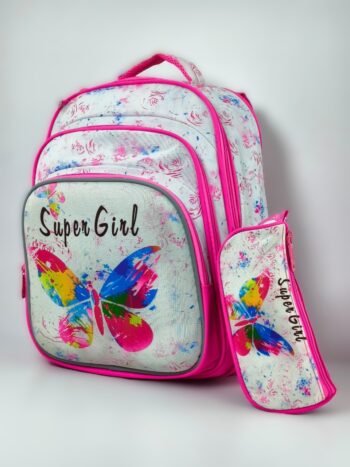 حقيبه مدرسيه ماركه  fantastic  مقاس17  بينك * ابيض