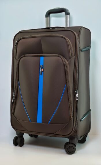 حقيبة سفر Three M ( LIGHT ) البني مع خطوط زرقاء