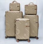 طقم سفر ميلانو (5 قطع ) البيج الذهبي المطفي